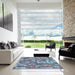 Square Patterned Denim Blue Rug in a Living Room, pat2060lblu