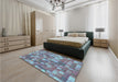 Patterned Denim Blue Rug in a Bedroom, pat2060lblu