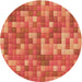 Square Patterned Neon Red Rug, pat2060org