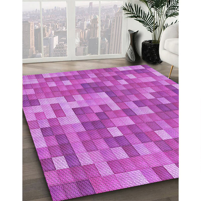 Patterned Fuchsia Magenta Purple Rug in Family Room, pat2060pur
