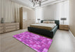 Round Machine Washable Transitional Fuchsia Magenta Purple Rug in a Office, wshpat2060pur