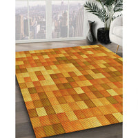 Patterned Orange Red Orange Rug, pat2060yw