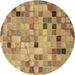 Square Patterned Orange Rug, pat2061brn