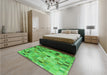 Patterned Neon Green Rug in a Bedroom, pat2061grn