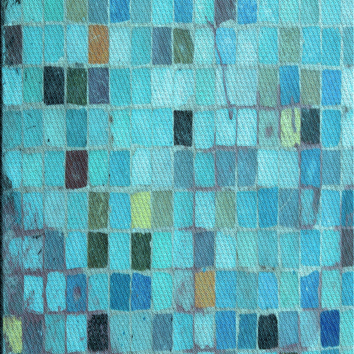 Patterned Bright Turquoise Blue Rug, pat2061lblu