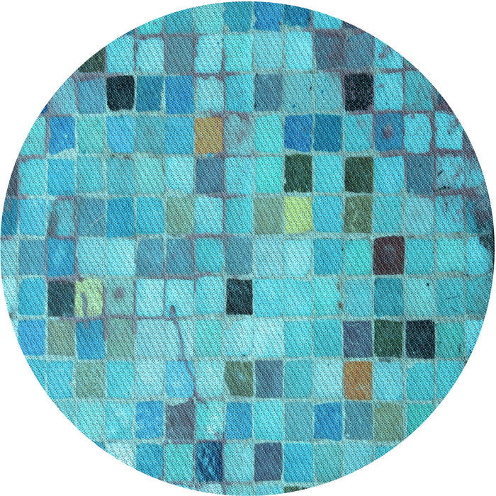 Square Patterned Bright Turquoise Blue Rug, pat2061lblu