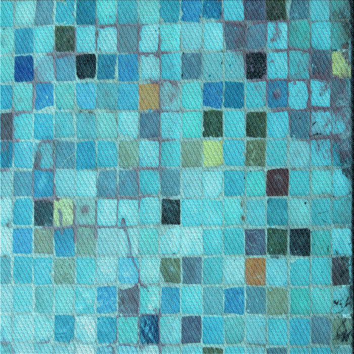 Round Patterned Bright Turquoise Blue Rug, pat2061lblu