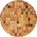 Square Patterned Orange Rug, pat2061org