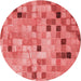 Square Patterned Ruby Red Rug, pat2061rd