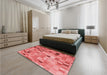 Patterned Ruby Red Rug in a Bedroom, pat2061rd