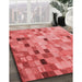 Patterned Ruby Red Rug in Family Room, pat2061rd