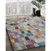 Patterned Cloud Gray Novelty Rug in Family Room, pat2061