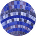 Square Machine Washable Transitional Cobalt Blue Rug in a Living Room, wshpat2062blu