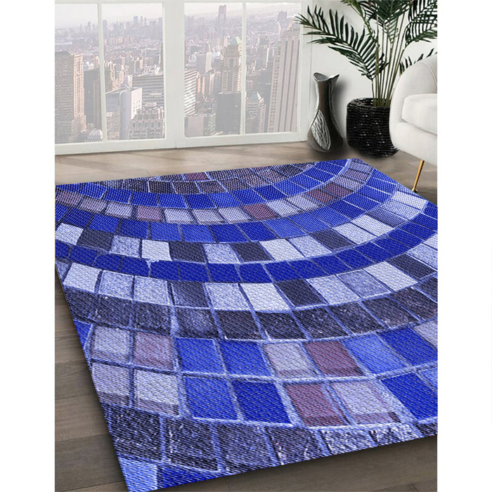 Machine Washable Transitional Cobalt Blue Rug in a Family Room, wshpat2062blu