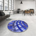 Round Patterned Cobalt Blue Rug in a Office, pat2062blu