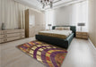 Patterned Bronze Brown Rug in a Bedroom, pat2062brn