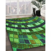 Patterned Dark Forest Green Rug, pat2062grn