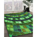 Patterned Dark Forest Green Rug in Family Room, pat2062grn