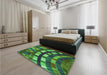 Patterned Dark Forest Green Rug in a Bedroom, pat2062grn