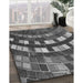 Patterned Black Rug in Family Room, pat2062gry