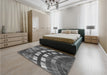 Patterned Black Rug in a Bedroom, pat2062gry