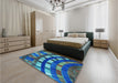 Patterned Macaw Blue Green Rug in a Bedroom, pat2062lblu