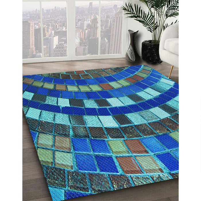 Machine Washable Transitional Macaw Blue Green Rug in a Family Room, wshpat2062lblu