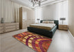 Patterned Orange Rug in a Bedroom, pat2062org