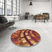 Round Patterned Orange Rug in a Office, pat2062org