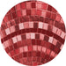 Square Patterned Red Rug, pat2062rd