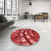 Round Patterned Red Rug in a Office, pat2062rd