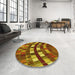 Round Patterned Orange Gold Rug in a Office, pat2062yw