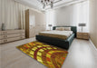 Patterned Orange Gold Rug in a Bedroom, pat2062yw