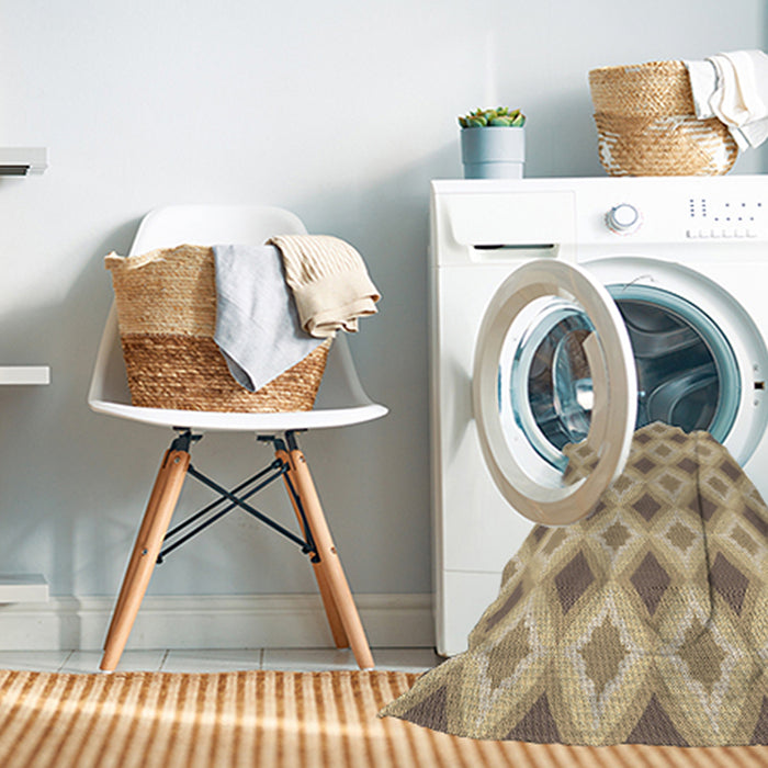 Machine Washable Transitional Copper Brown Rug in a Washing Machine, wshpat2063brn