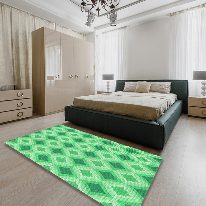 Patterned Lime Mint Green Rug in a Bedroom, pat2063grn