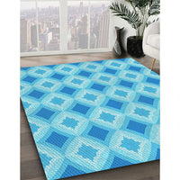 Patterned Deep Sky Blue Rug, pat2063lblu