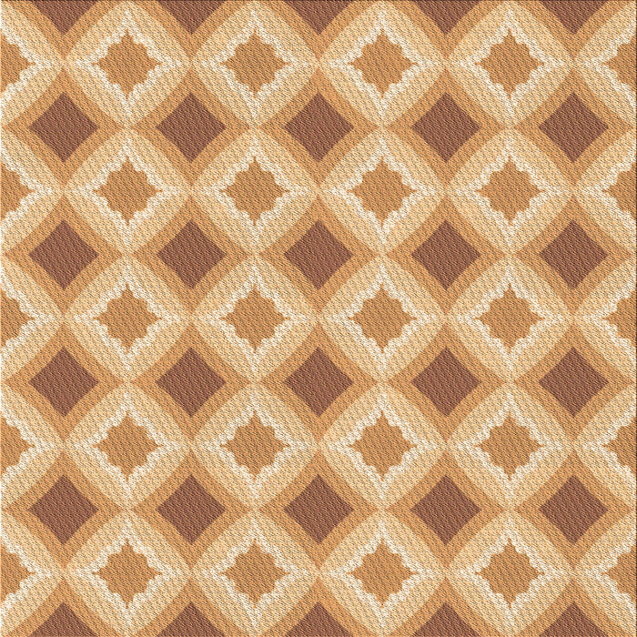 Round Patterned Orange Rug, pat2063org
