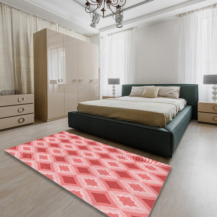 Round Machine Washable Transitional Pastel Pink Rug in a Office, wshpat2063rd