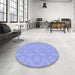 Round Patterned Sky Blue Rug in a Office, pat2064blu