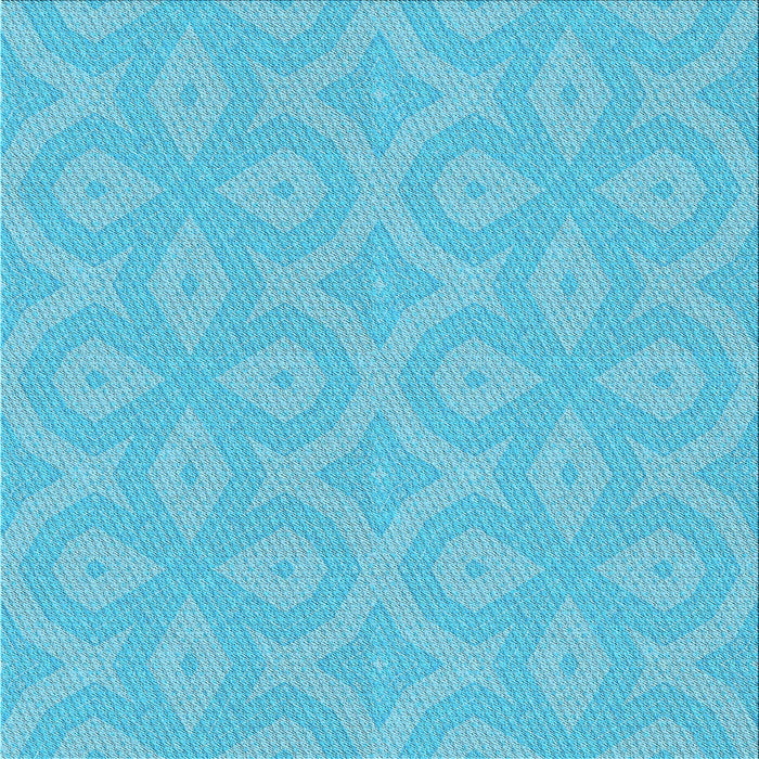 Round Patterned Bright Turquoise Blue Rug, pat2064lblu
