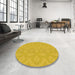 Round Patterned Yellow Rug in a Office, pat2064yw