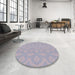 Round Patterned French Lilac Purple Novelty Rug in a Office, pat2064