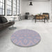Round Machine Washable Transitional French Lilac Purple Rug in a Office, wshpat2064