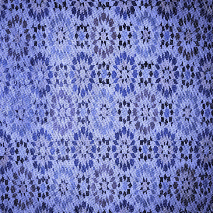 Round Patterned Denim Blue Rug, pat2065blu