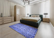 Patterned Denim Blue Rug in a Bedroom, pat2065blu