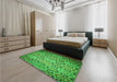 Patterned Green Rug in a Bedroom, pat2065grn