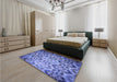 Patterned Denim Blue Rug in a Bedroom, pat2066blu