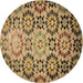 Square Patterned Golden Gold Rug, pat2066brn