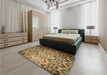 Patterned Golden Gold Rug in a Bedroom, pat2066brn