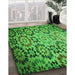 Patterned Green Rug in Family Room, pat2066grn